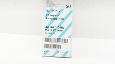 BD 382523 Insyte Autoguard BC Shielded I.V. Cath. 22GA x 1.00inch(x) - Box of 30